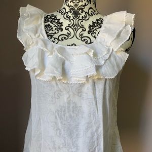 Anthropologie NOTICE white ruffle dress shirt S